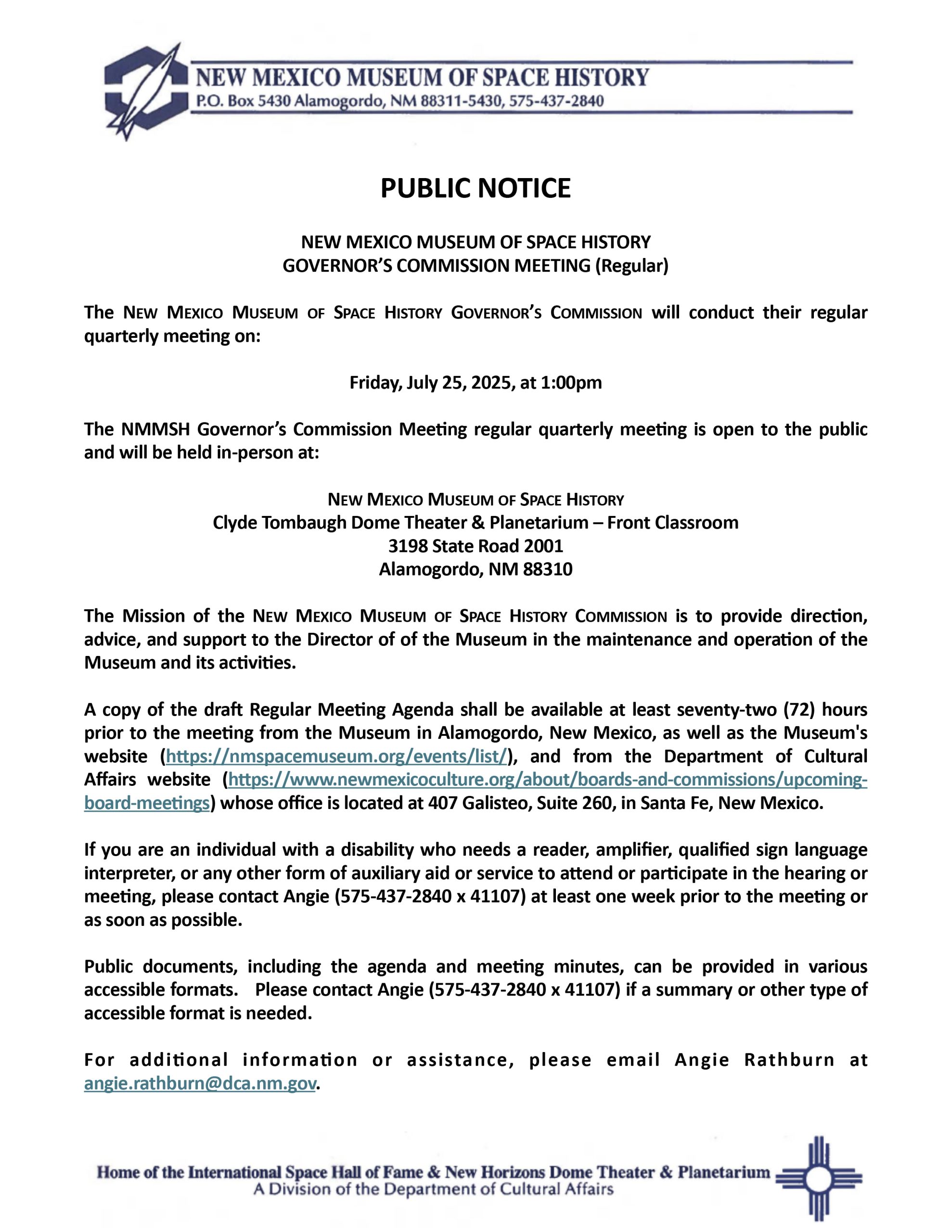20250725 Commission Meeting Public Notice